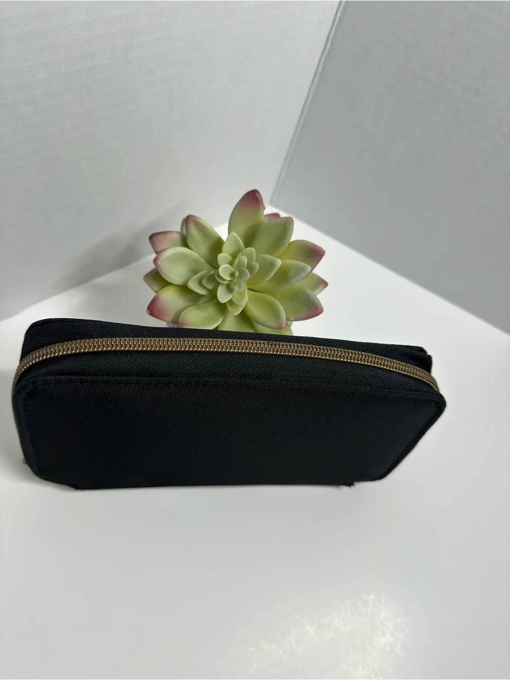 Travelon Black Textured Zip Pouch with Gold Accent